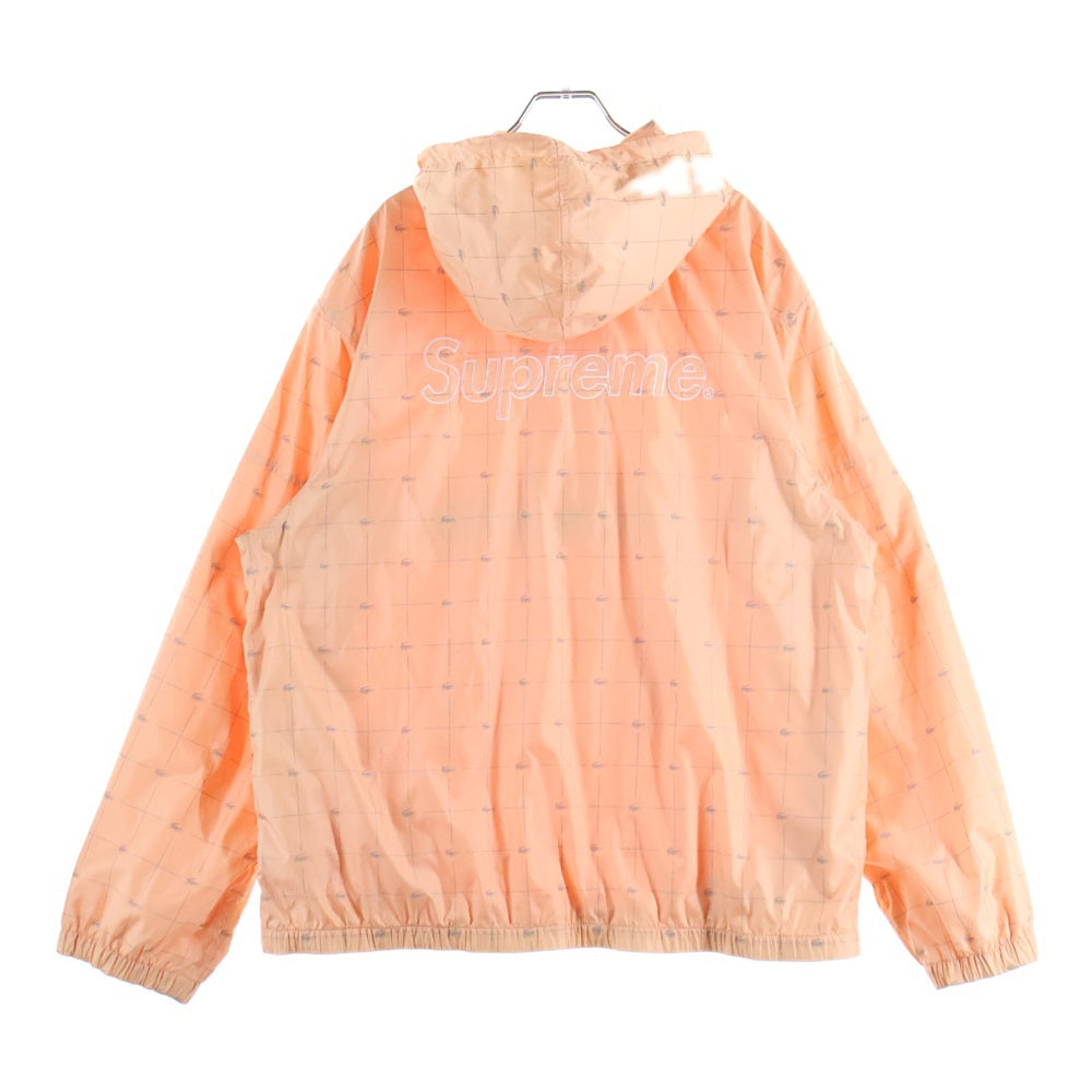 SUPREME(シュプリーム) 18SS ×Lacoste Reflective Grid Anorak ラコステ リフレクティブグリッドアノラックパーカー ブラック ジャケット ピンク BH8512