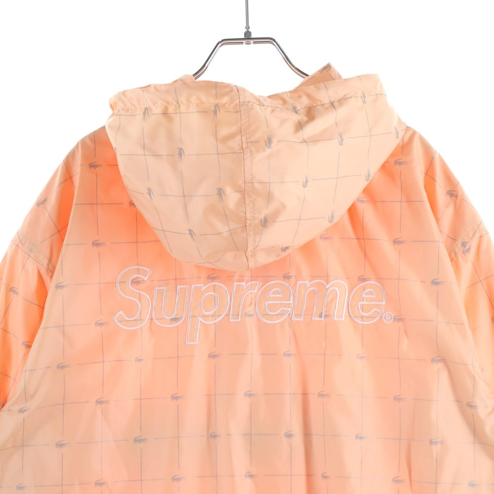 SUPREME(シュプリーム) 18SS ×Lacoste Reflective Grid Anorak ラコステ リフレクティブグリッドアノラックパーカー ブラック ジャケット ピンク BH8512