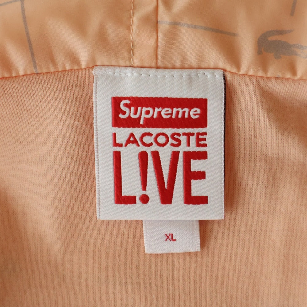 SUPREME(シュプリーム) 18SS ×Lacoste Reflective Grid Anorak ラコステ リフレクティブグリッドアノラックパーカー ブラック ジャケット ピンク BH8512