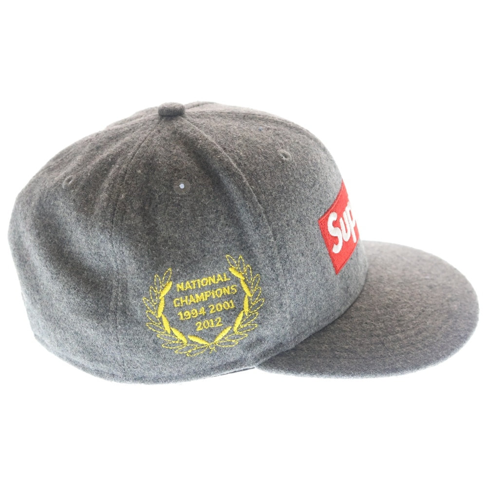 SUPREME(シュプリーム) 12SS ×NEW ERA National Champions Box Logo Cap ニューエラ ナショナル チャンピオンズ ボックスロゴ ベースボールキャップ 帽子 グレー