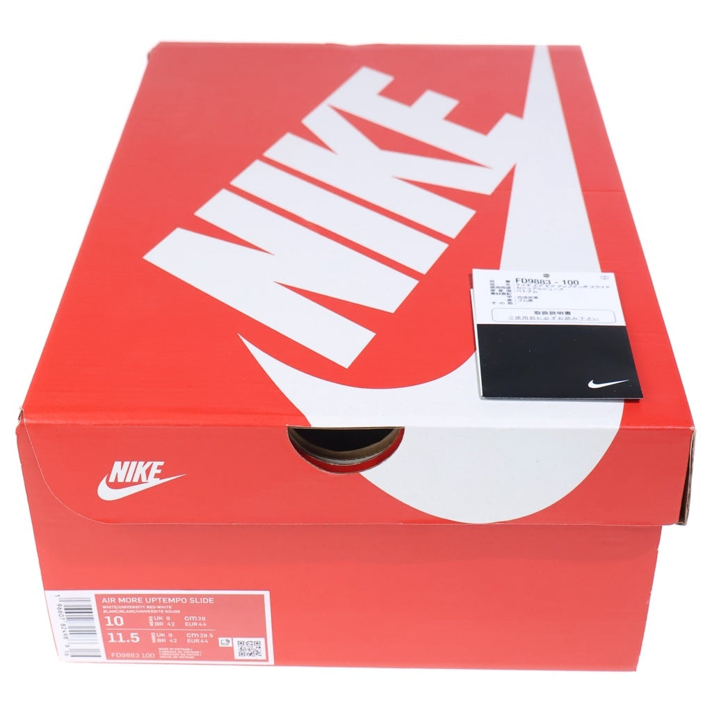 NIKE(ナイキ) AIR MORE UPTEMPO SLIDE WHITE AND UNIVERSITY RED FD9883-100 エアモアアップテンポ スライド サンダル シューズ ホワイト US10/28cm