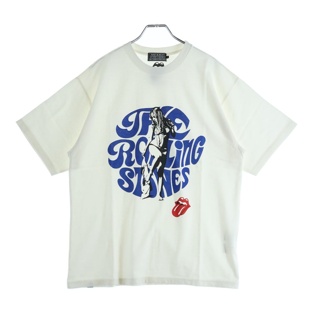 HYSTERIC GLAMOUR(ヒステリックグラマー) ×THE ROLLING STONES ザローリングストーンズ デザインロゴ 半袖Tシャツ カットソー ホワイト