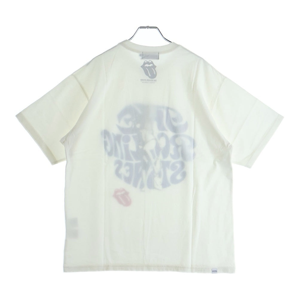 HYSTERIC GLAMOUR(ヒステリックグラマー) ×THE ROLLING STONES ザローリングストーンズ デザインロゴ 半袖Tシャツ カットソー ホワイト