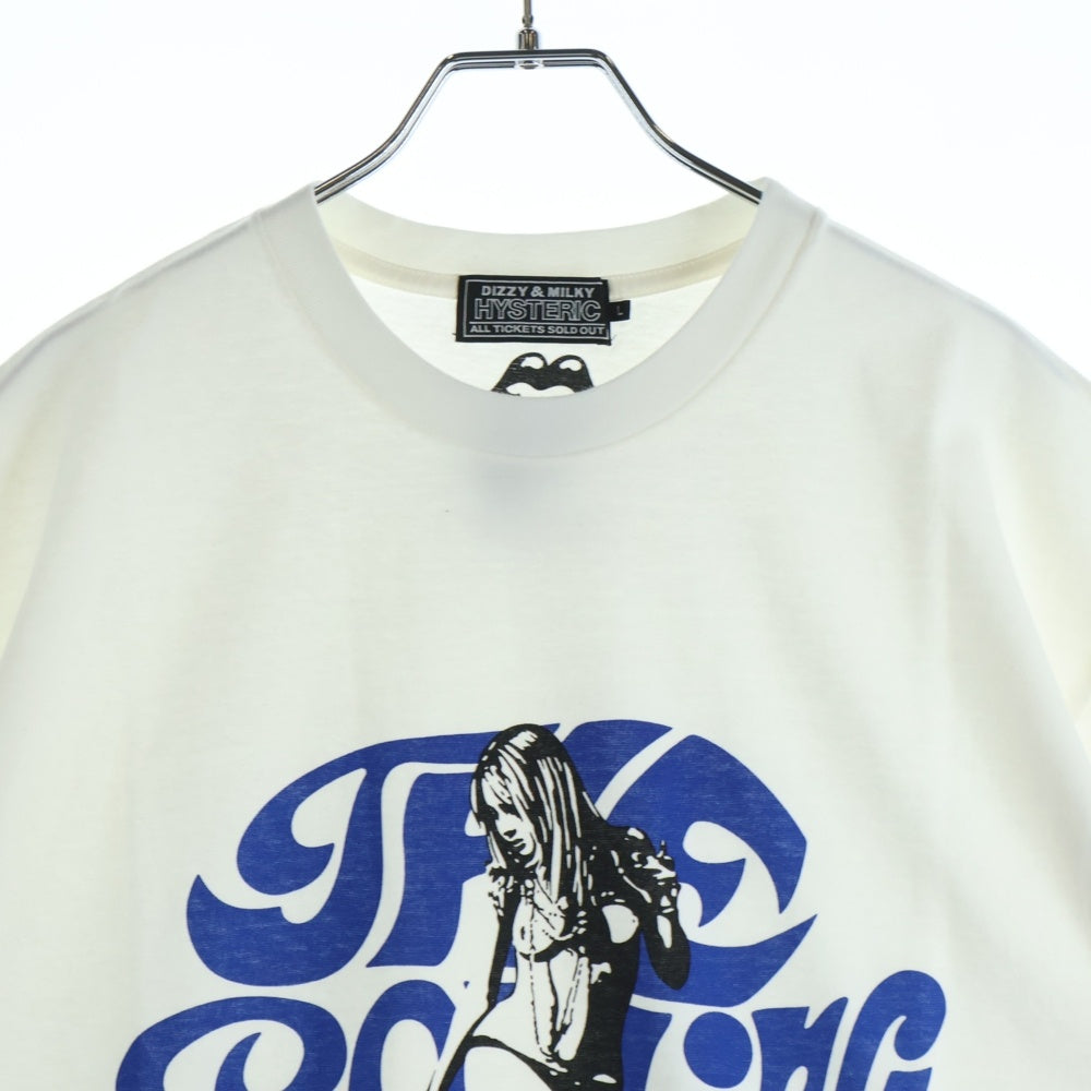 HYSTERIC GLAMOUR(ヒステリックグラマー) ×THE ROLLING STONES ザローリングストーンズ デザインロゴ 半袖Tシャツ カットソー ホワイト