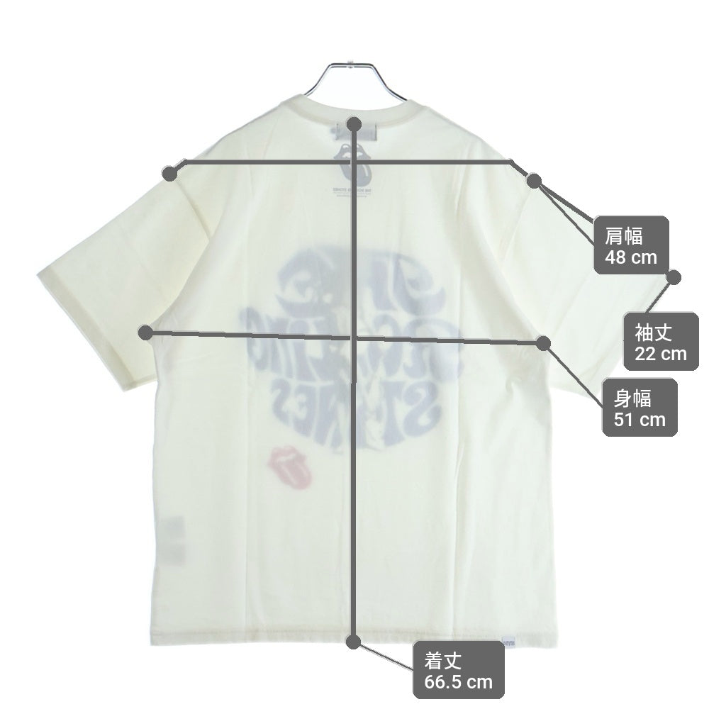 HYSTERIC GLAMOUR(ヒステリックグラマー) ×THE ROLLING STONES ザローリングストーンズ デザインロゴ 半袖Tシャツ カットソー ホワイト