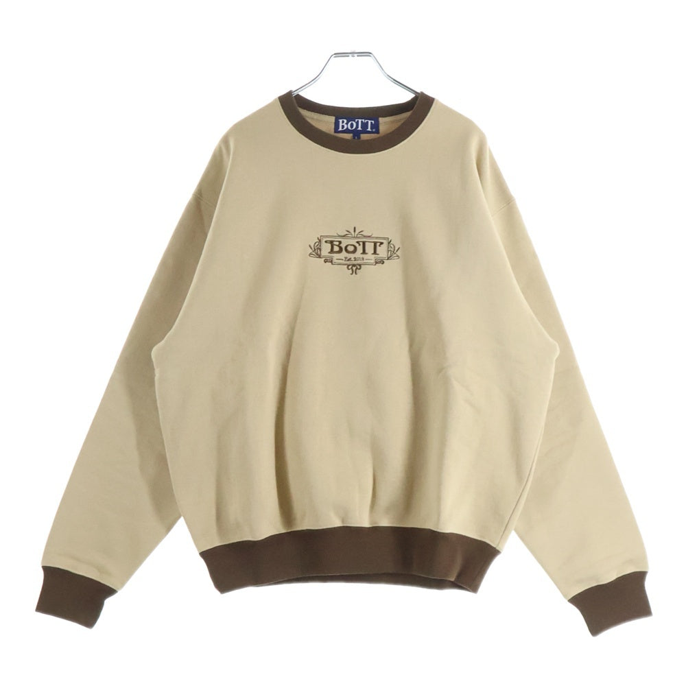 BoTT(ボット) Luxe Logo Crew 刺繍ロゴ スウェットクルーネックシャツ トレーナー ベージュ 233BoTT23