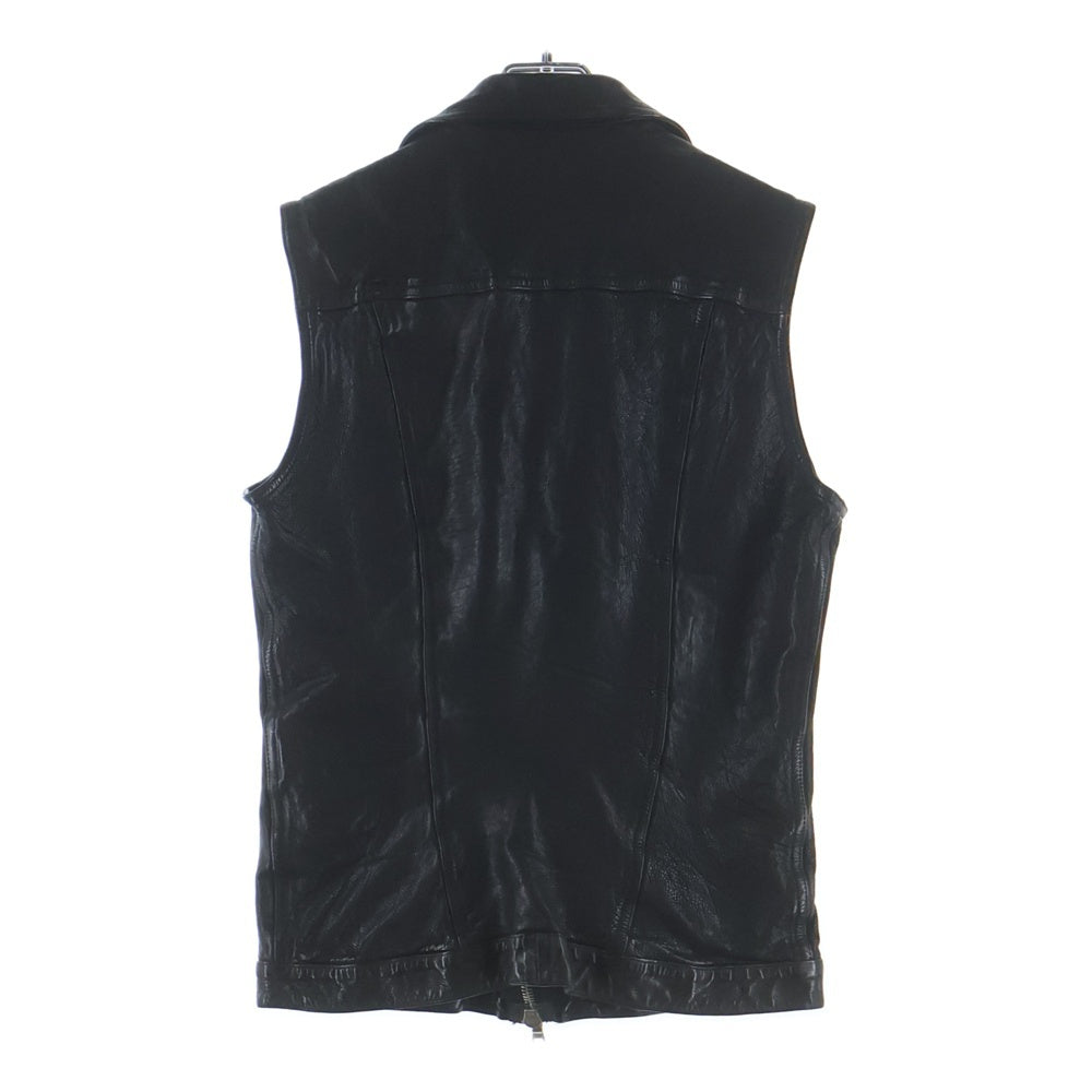 ISAMU KATAYAMA BACKLASH(イサムカタヤマバックラッシュ) カウレザー 製品染め ジップアップ 2ND TYPE レザーベスト ブラック