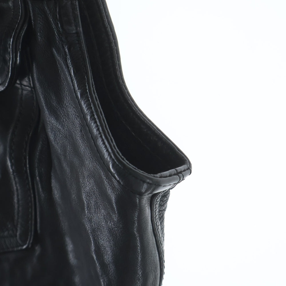 ISAMU KATAYAMA BACKLASH(イサムカタヤマバックラッシュ) カウレザー 製品染め ジップアップ 2ND TYPE レザーベスト ブラック