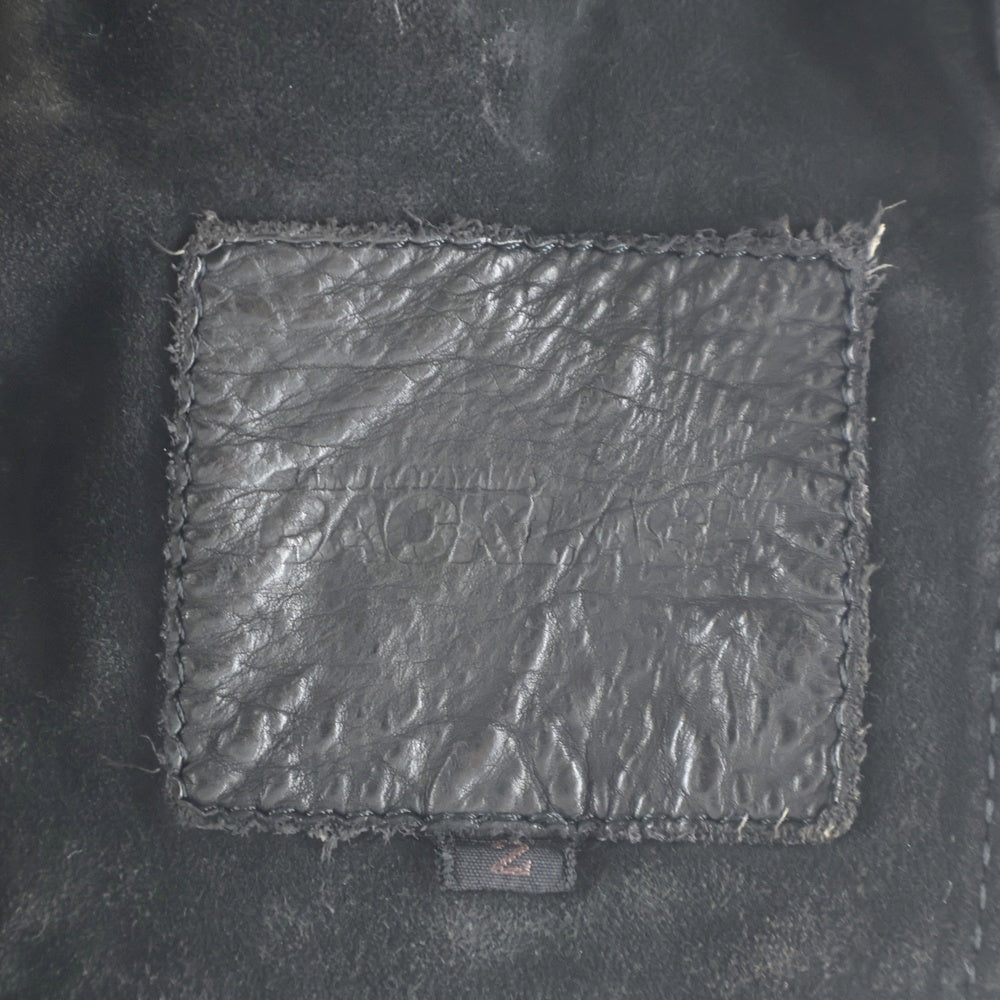 ISAMU KATAYAMA BACKLASH(イサムカタヤマバックラッシュ) カウレザー 製品染め ジップアップ 2ND TYPE レザーベスト ブラック