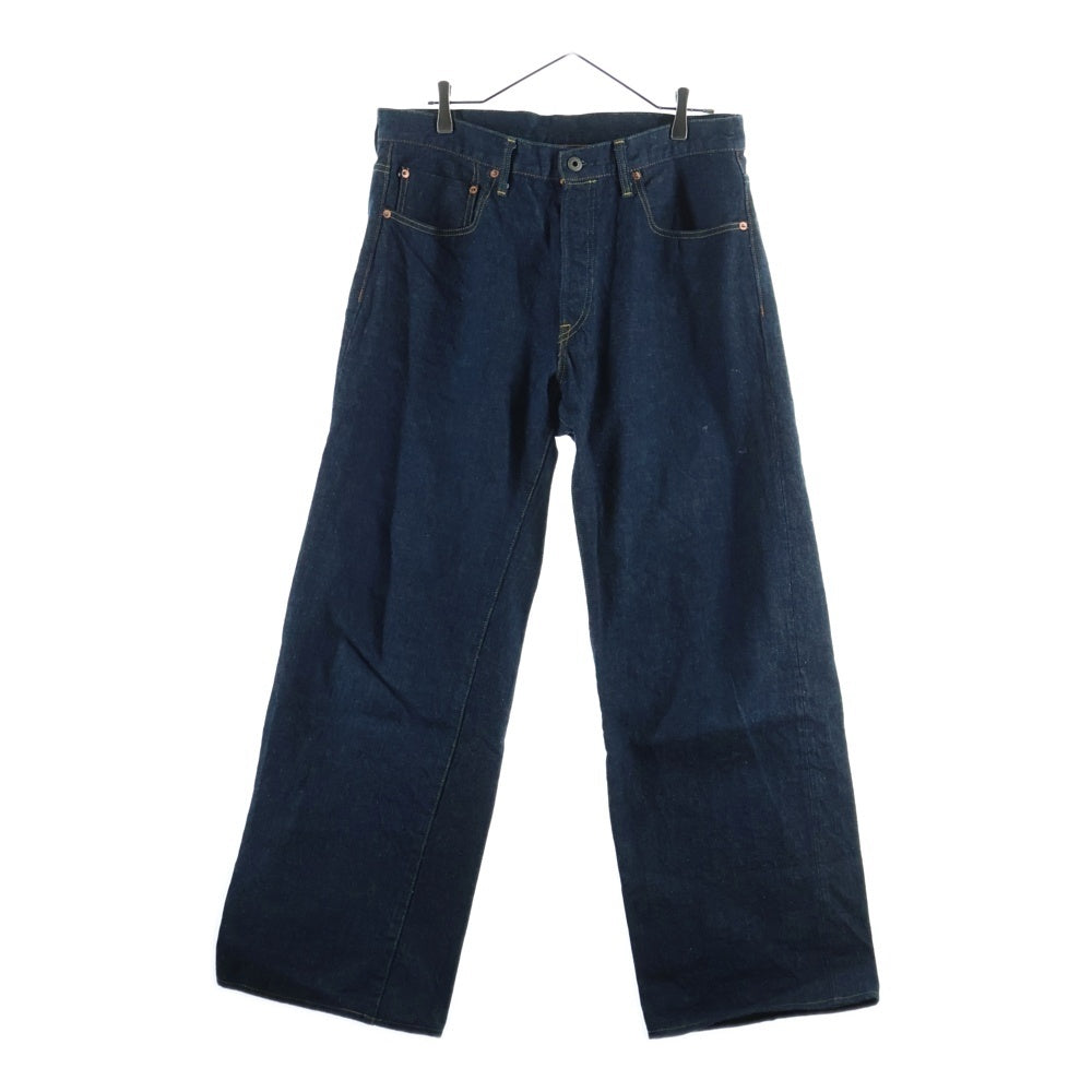 NO BRAND(ノーブランド) 鬼デニム オニデニム 天然藍 カセ染め ワイドセルビッチデニムパンツ ジーンズ インディゴ