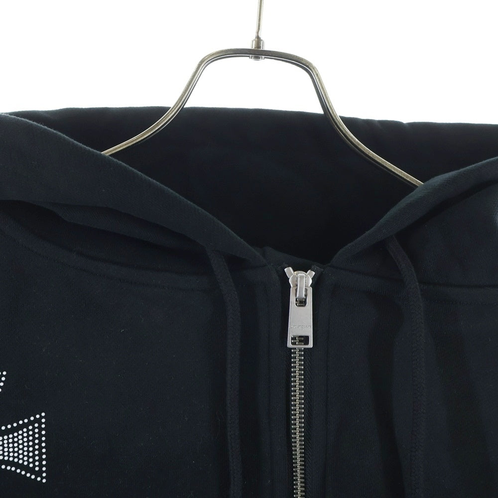 UNKNOWN LONDON(アンノーンロンドン) White Cross Rhinestone Zip Hoodie クロスラインストーン スウェット ジップアップ パーカー ブラック