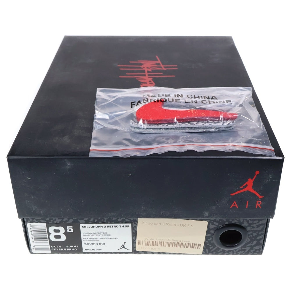 NIKE(ナイキ) AIR JORDAN 3 RETRO TINKER WHITE CJ0939-100 エアジョーダン3 ティンカーハットフィールド ミッドカットスニーカー ホワイト/レッド US8.5/26.5cm