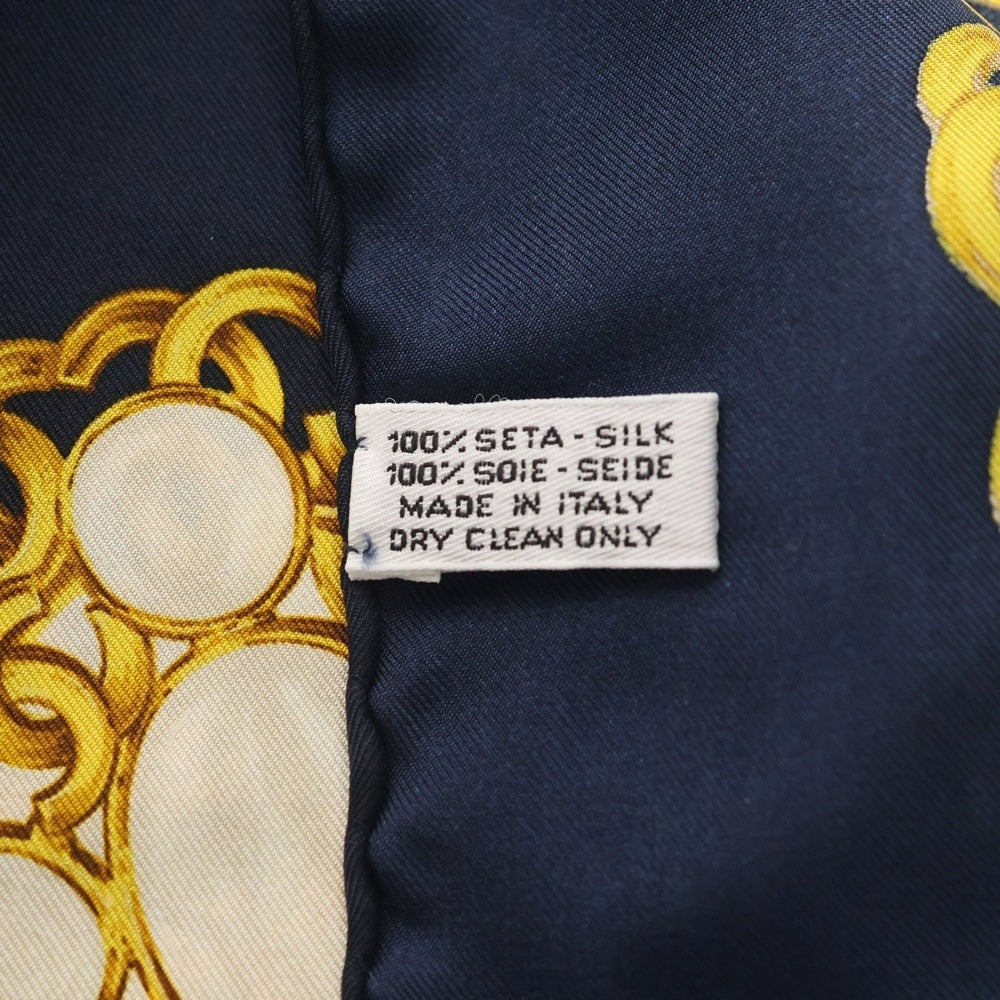 CHANEL(シャネル) ココマーク チェーンデザイン 大判 シルクスカーフ ネイビー レディース