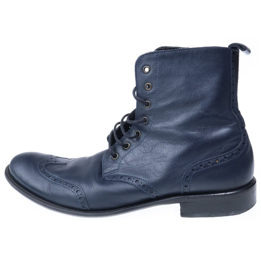 DOLCE & GABBANA(ドルチェアンドガッバーナ) ウィングチップ レザーレースアップシューズ ブーツ ネイビー 42