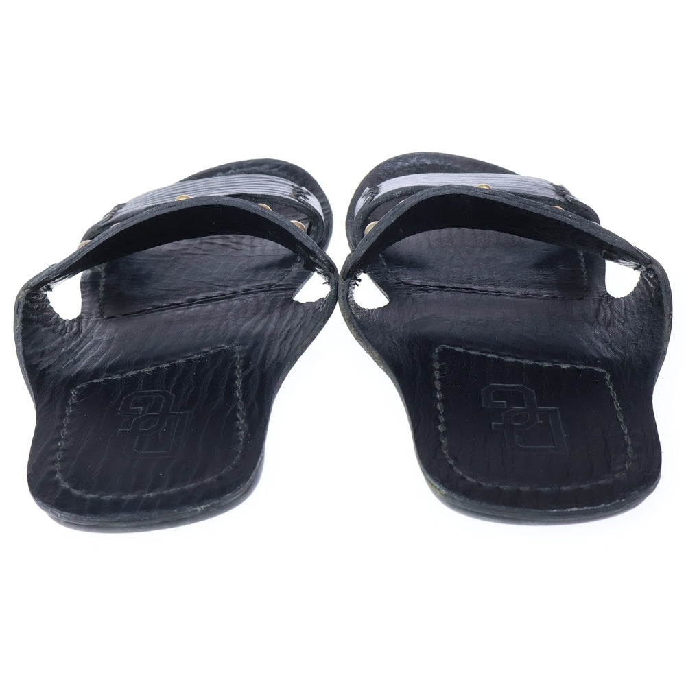 DOLCE & GABBANA(ドルチェアンドガッバーナ) ストーン スタッズ レザーサンダル ブラック 7 1/2