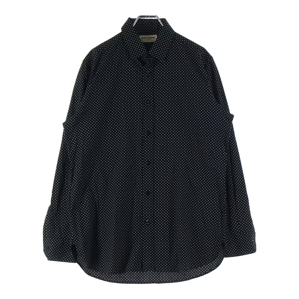 SAINT LAURENT PARIS(サンローランパリ) 15SS スター シルク 長袖シャツ ブラック 376916 Y729H