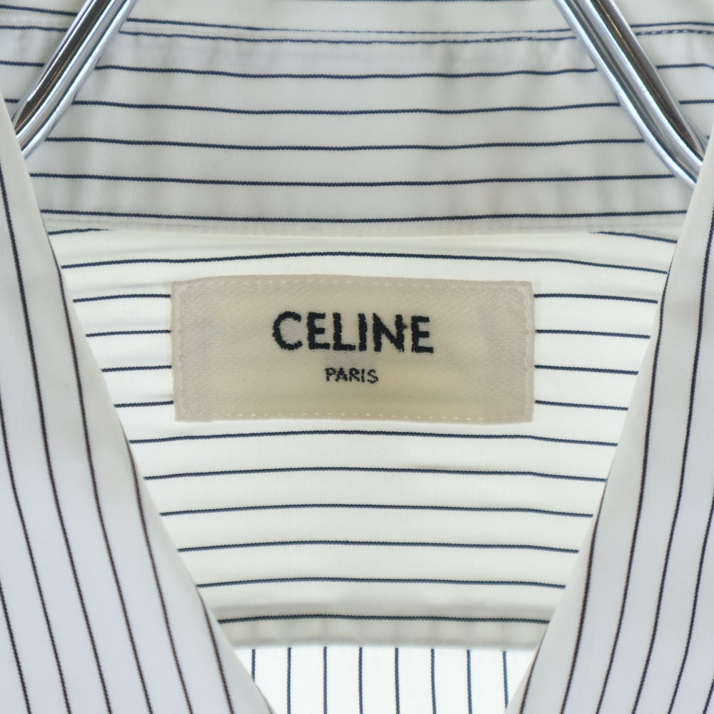 CELINE(セリーヌ) レギュラーカラー ストライプ柄 長袖シャツ ホワイト 2C034328D