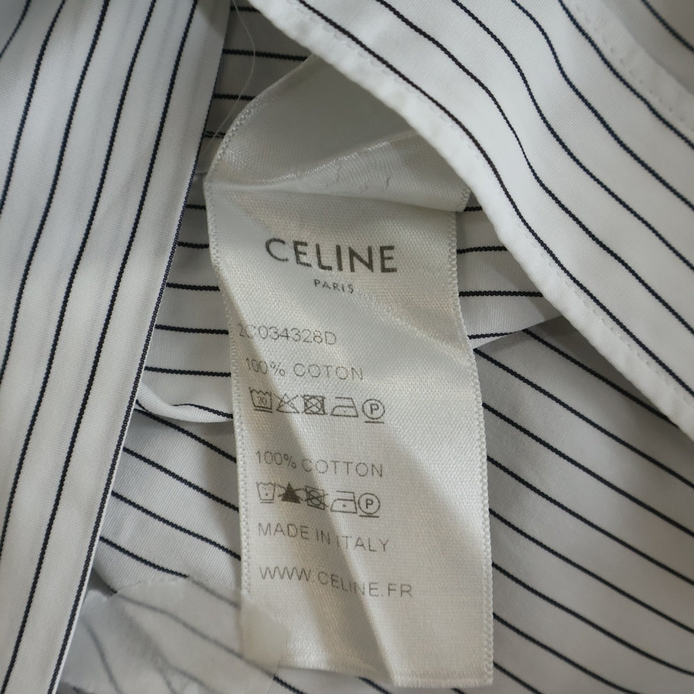 CELINE(セリーヌ) レギュラーカラー ストライプ柄 長袖シャツ ホワイト 2C034328D
