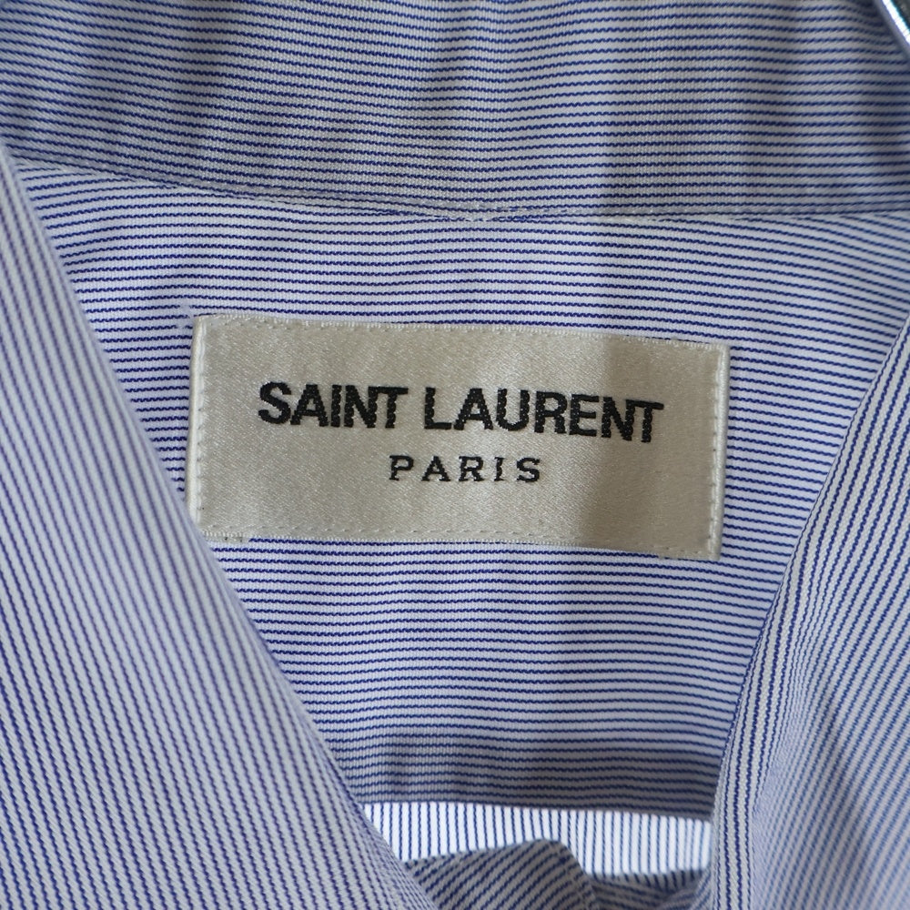 SAINT LAURENT PARIS(サンローランパリ) 15AW スモールストライプ柄 長袖シャツ ブルー 376954 Y020P