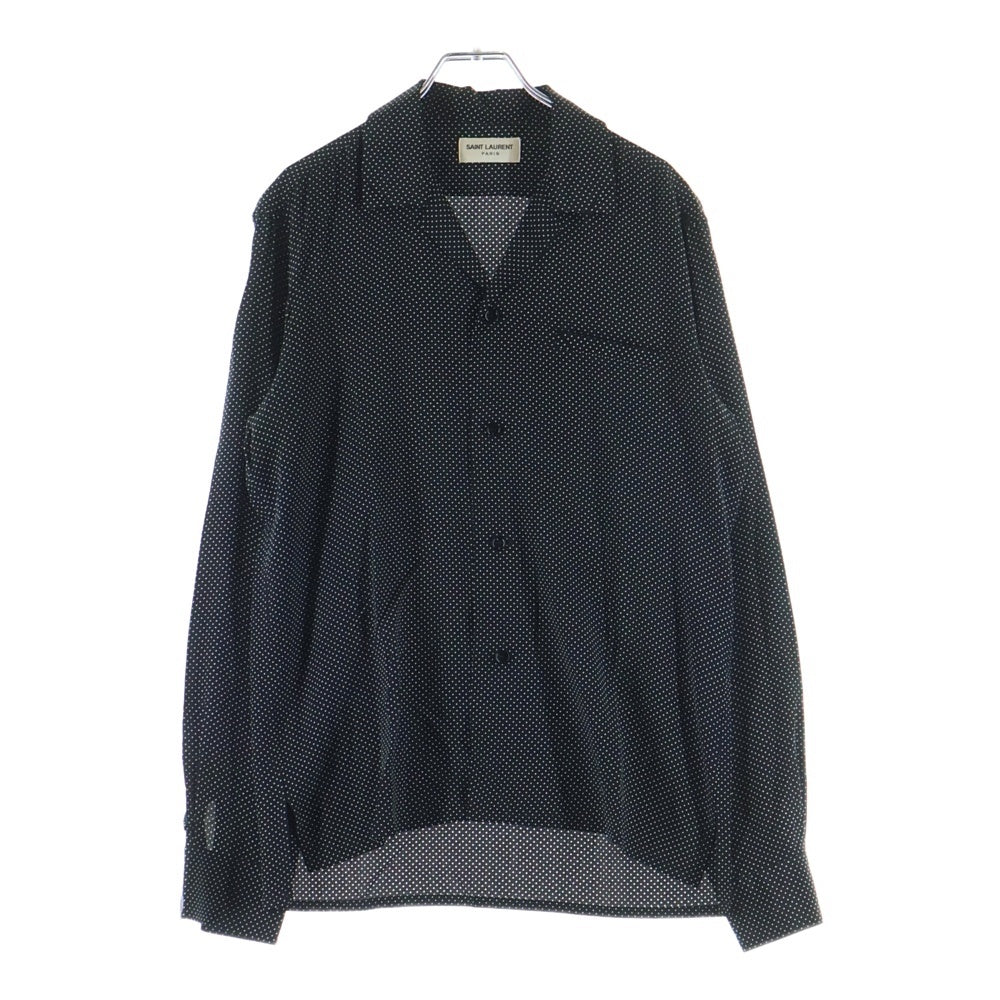 SAINT LAURENT PARIS(サンローランパリ) 16AW ポルカドット 長袖シルク オープンカラー 長袖シャツ ブラック 469660 Y301W