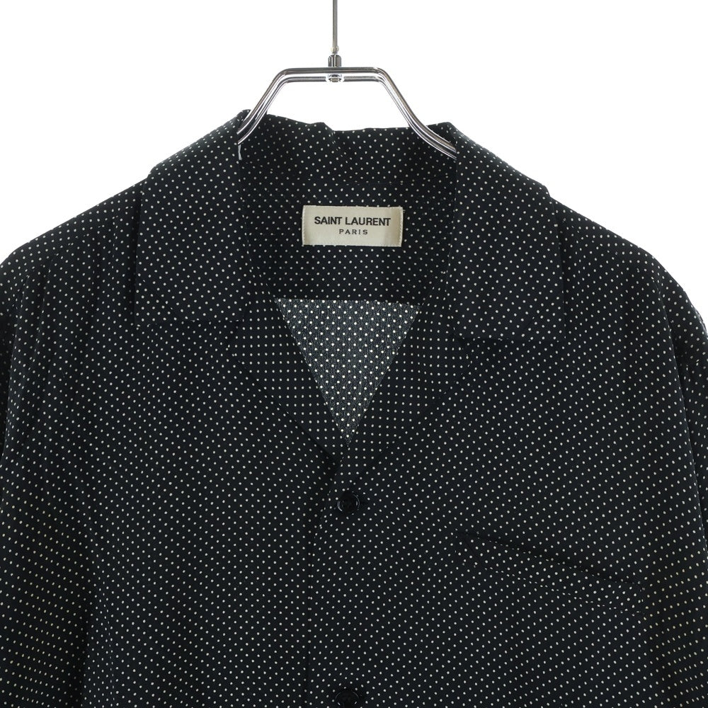 SAINT LAURENT PARIS(サンローランパリ) 16AW ポルカドット 長袖シルク オープンカラー 長袖シャツ ブラック 469660 Y301W