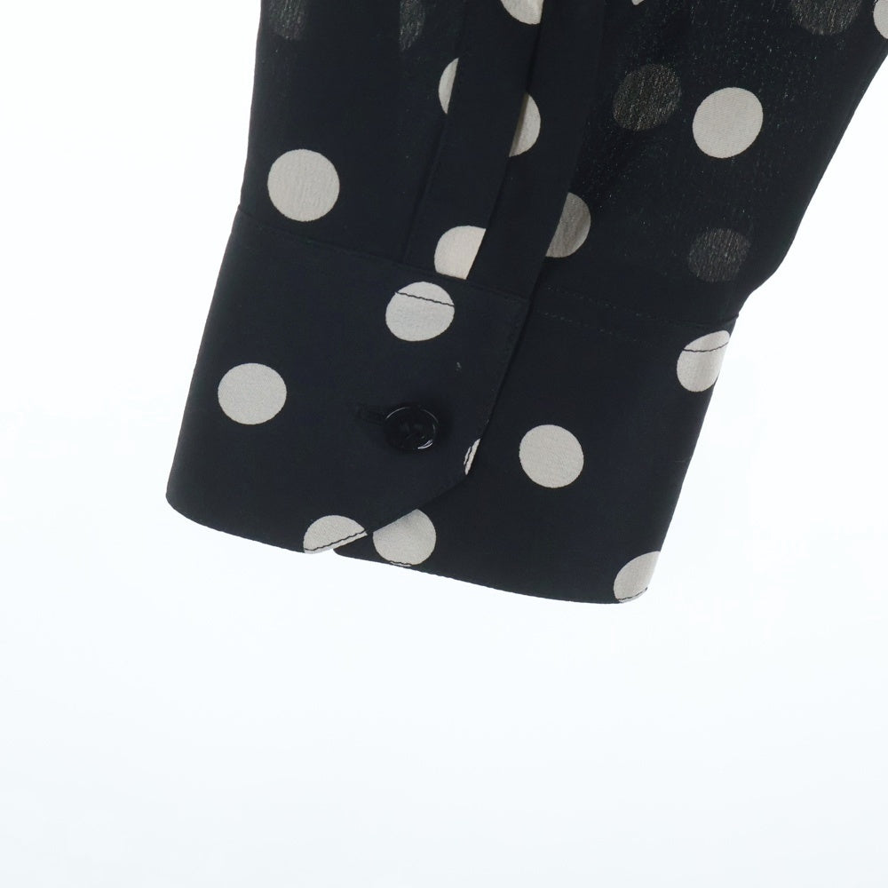 SAINT LAURENT PARIS(サンローランパリ) 16SS ポルカドット シルク 長袖シャツ ブラック 376916 Y779J