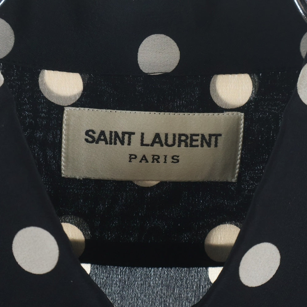 SAINT LAURENT PARIS(サンローランパリ) 16SS ポルカドット シルク 長袖シャツ ブラック 376916 Y779J