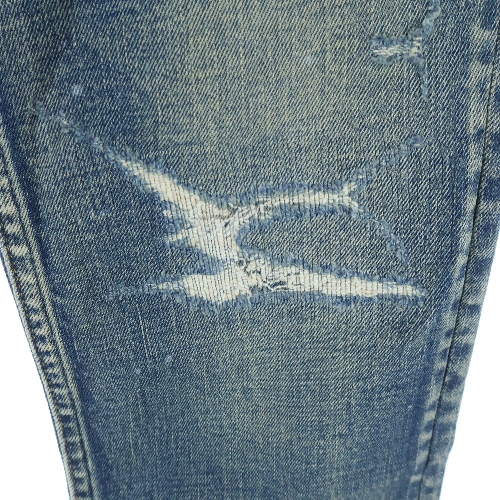 MINEDENIM(マインデニム) ダメージ加工 ペイント スキニーデニムパンツ ジーンズ インディゴ 2305-1001-86-322