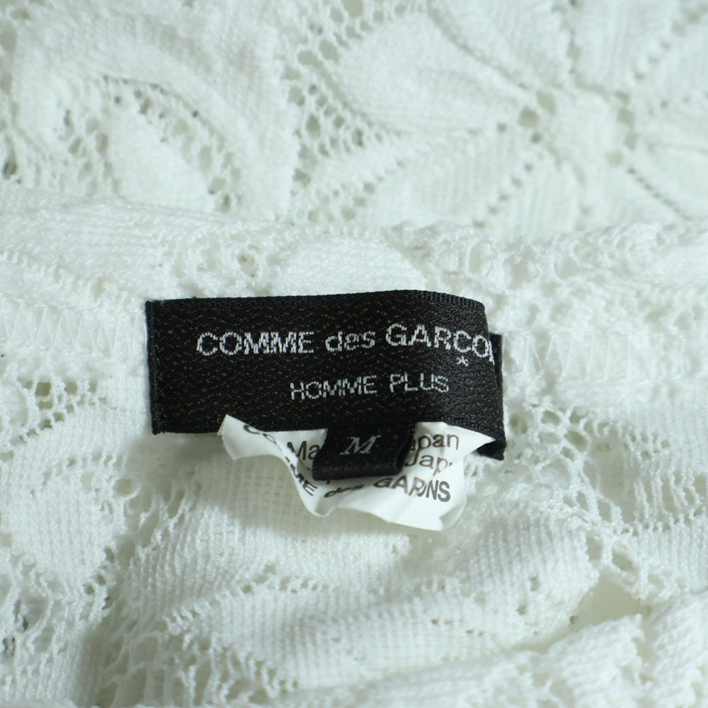 COMME des GARCONS HOMME PLUS(コムデギャルソンオムプリュス) 25SS エステルラッセル レース 花柄 クルーネック 長袖Tシャツ カットソー ホワイト AD2024 PO-T034