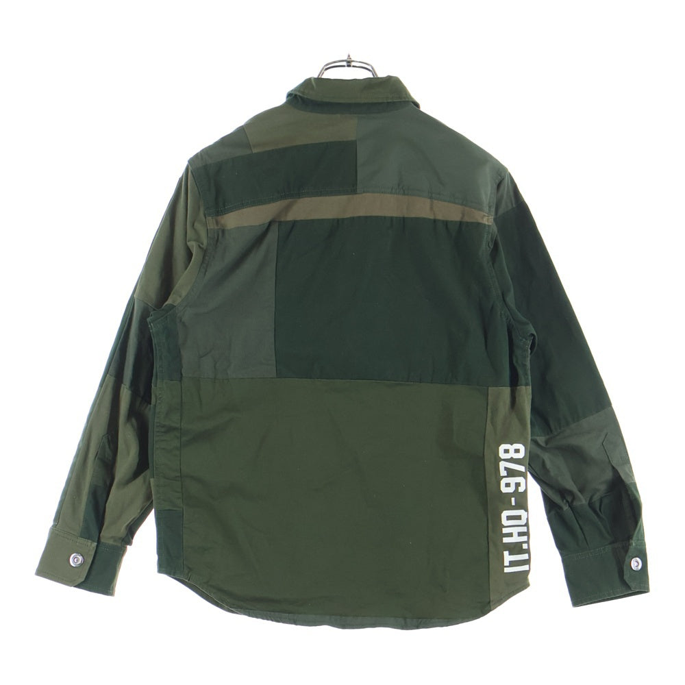 DIESEL(ディーゼル) パッチワークデザイン ミリタリー 長袖シャツ カーキ A01642