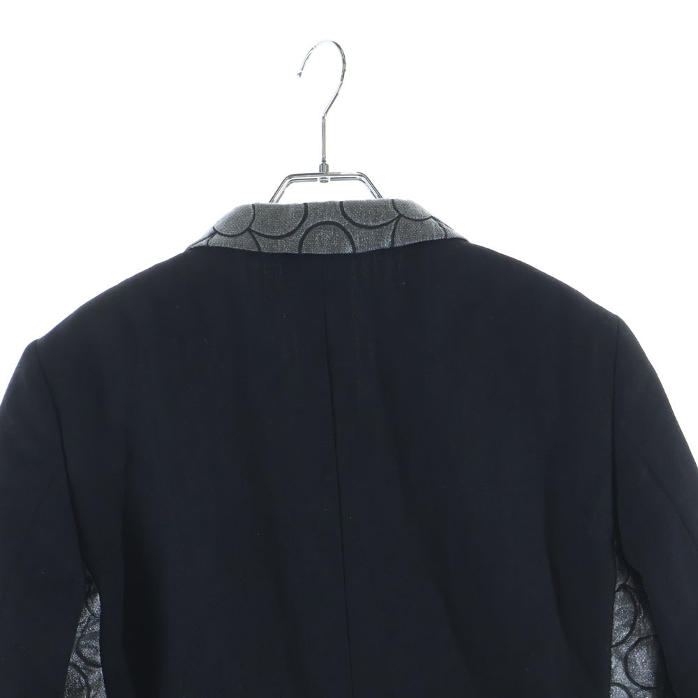 COMME des GARCONS HOMME PLUS(コムデギャルソンオムプリュス) 17AW ナイロン ポリエステル ねじれ フラワー 2B テーラードジャケット シルバー/ブラック PT-J061 AD2017