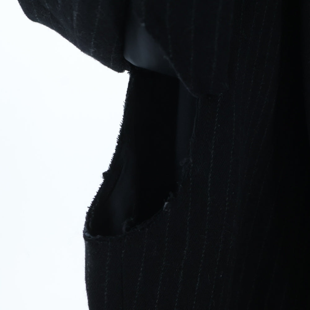 COMME des GARCONS HOMME DEUX(コムデギャルソン オムドゥ) 24AW ウール ストライプ 2B テーラードジャケット ブラック DN-J048 AD2024