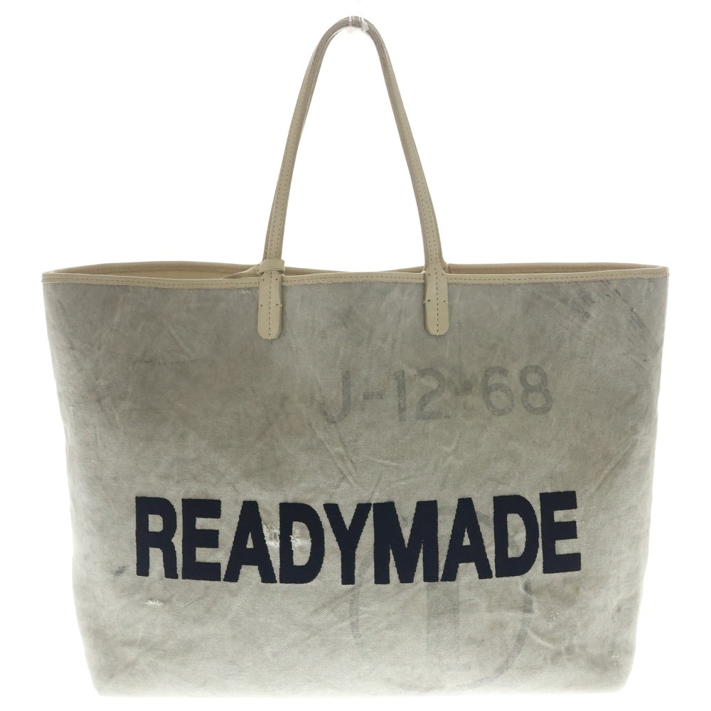READY MADE(レディメイド) 25AW DOROTHY BAG LARGE ドロシーバック ヴィンテージ加工/ステンシルロゴ コットントートバック グレー RE-CO-WH-00-00-163