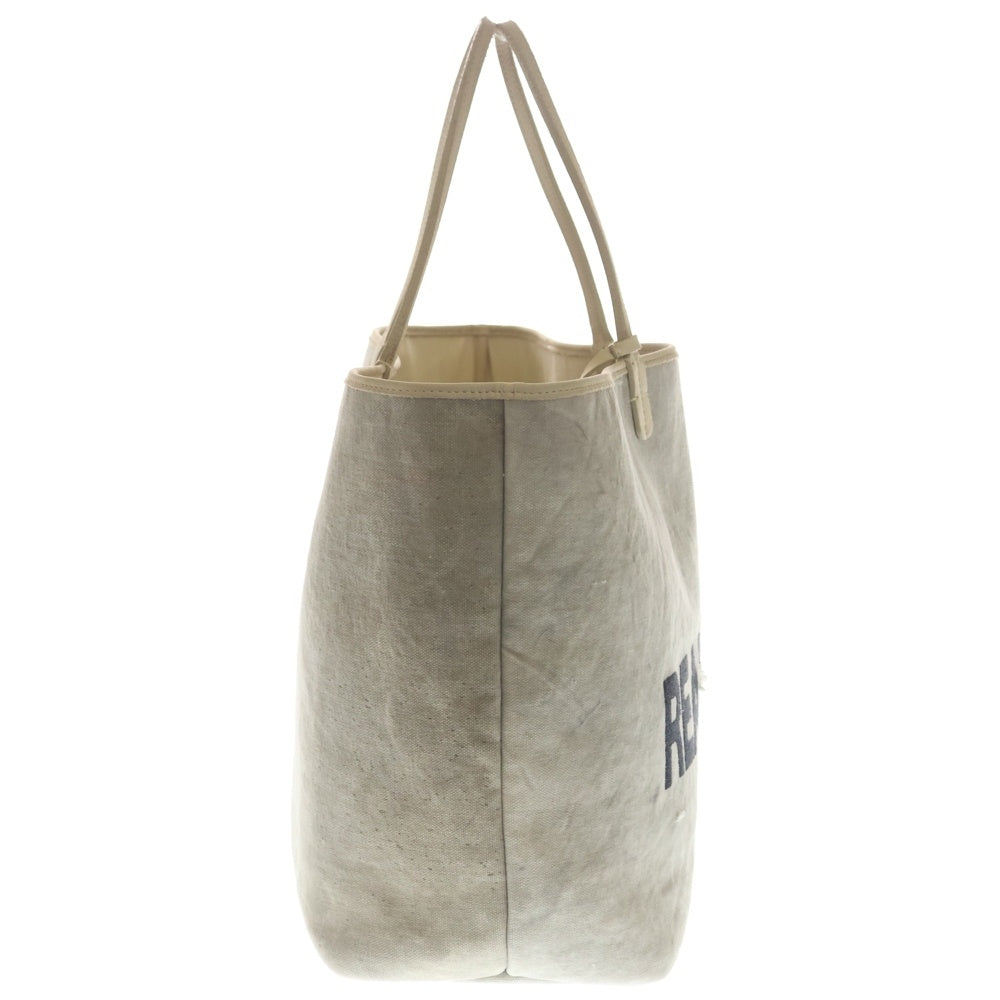 READY MADE(レディメイド) 25AW DOROTHY BAG LARGE ドロシーバック ヴィンテージ加工/ステンシルロゴ コットントートバック グレー RE-CO-WH-00-00-163