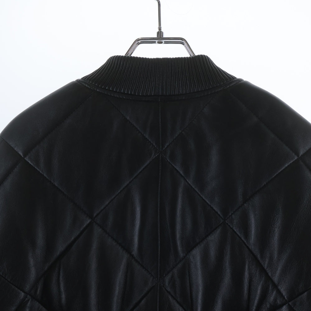 SUPREME(シュプリーム) 22AW QuIted Leather Work Jacket ジップアップ キルティング レザーワークジャケット ダウンジャケット ブラック