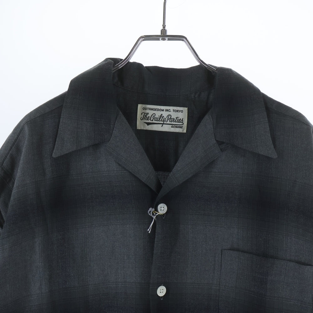 WACKO MARIA(ワコマリア) 23SS OMBRE CHECK OPEN COLLAR SHIRT S/S TYPE-2 オンブレチェックオープンカラー 半袖シャツ グレー 23SS-WMS-OC11