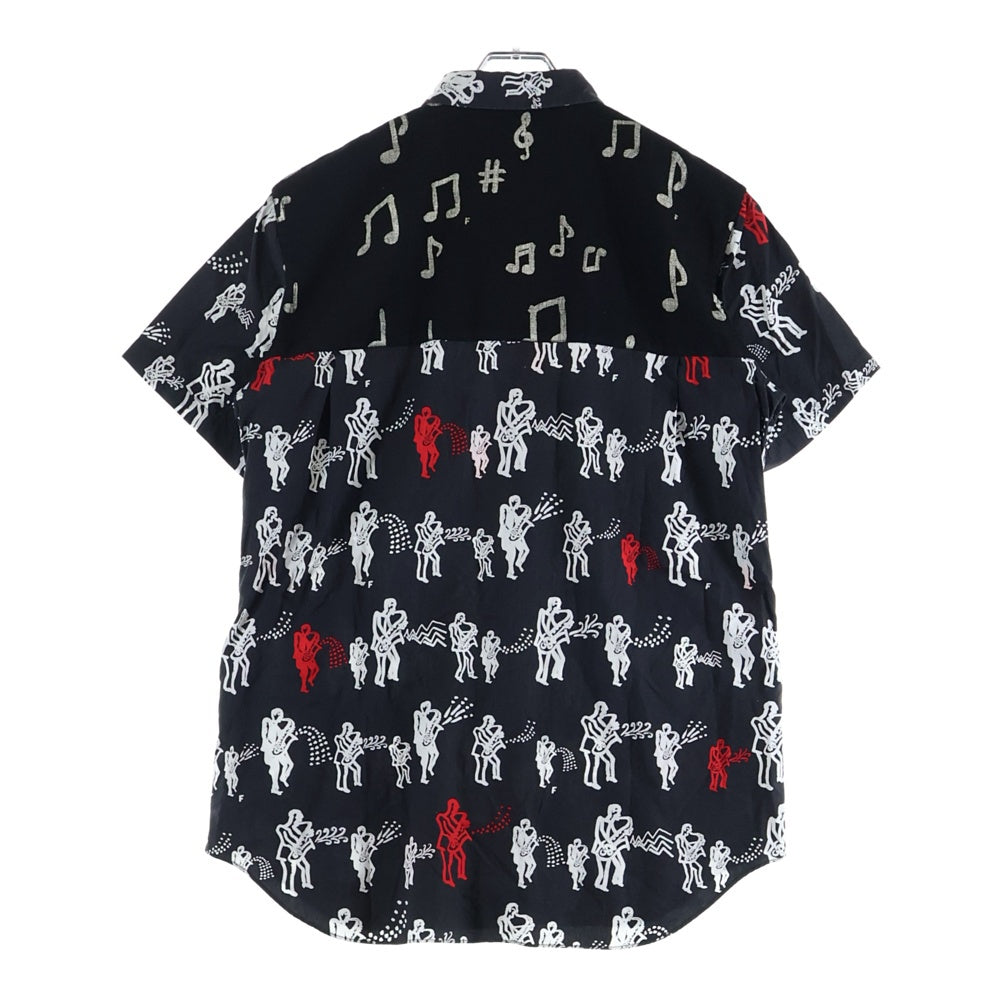 BLACK COMME des GARCONS(ブラックコムデギャルソン) グラフィックプリント 総柄 コットン 半袖シャツ ブラック 1S-B014