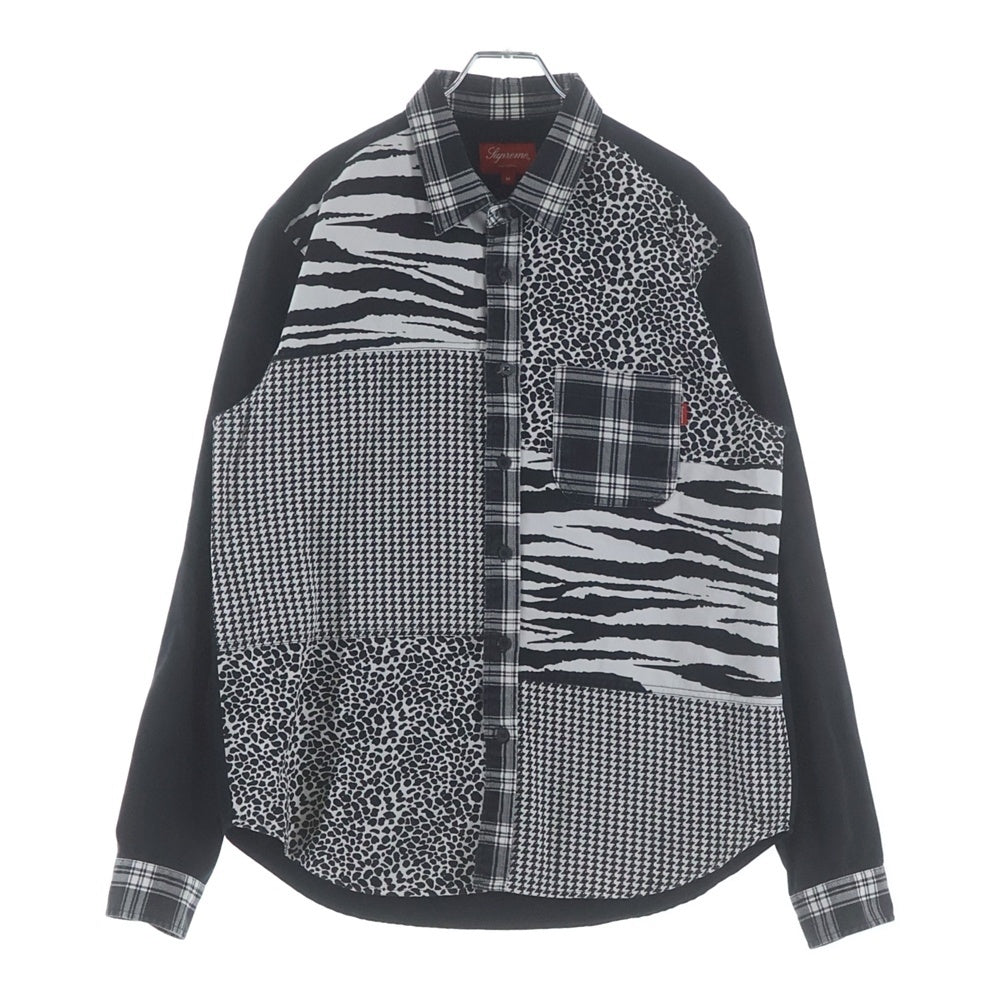 SUPREME(シュプリーム) 16AW Animal Patchwork Twill Shirt アニマルパッチワーク コットンツイル 長袖シャツ ホワイト/ブラック