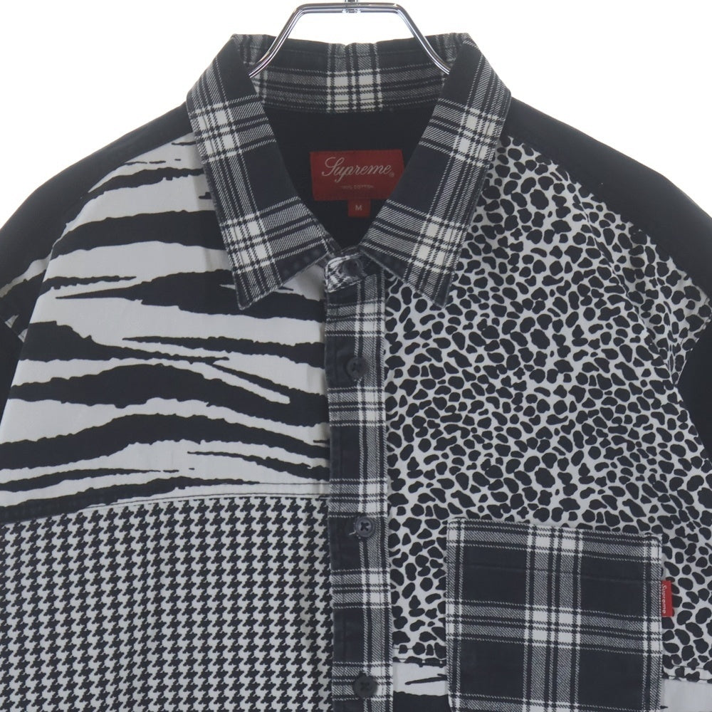 SUPREME(シュプリーム) 16AW Animal Patchwork Twill Shirt アニマルパッチワーク コットンツイル 長袖シャツ ホワイト/ブラック