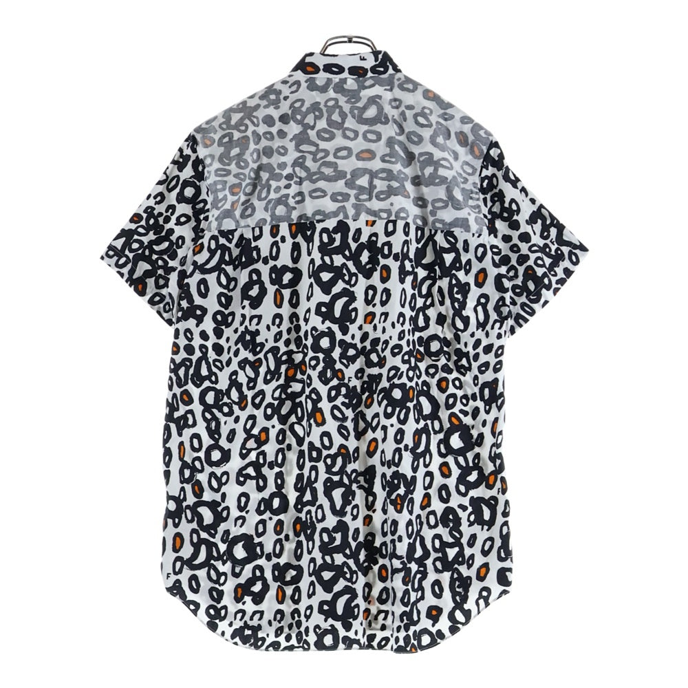 BLACK COMME des GARCONS(ブラックコムデギャルソン) レオパード 総柄 コットン 半袖シャツ ホワイト/ブラック AD2020 1G-B017
