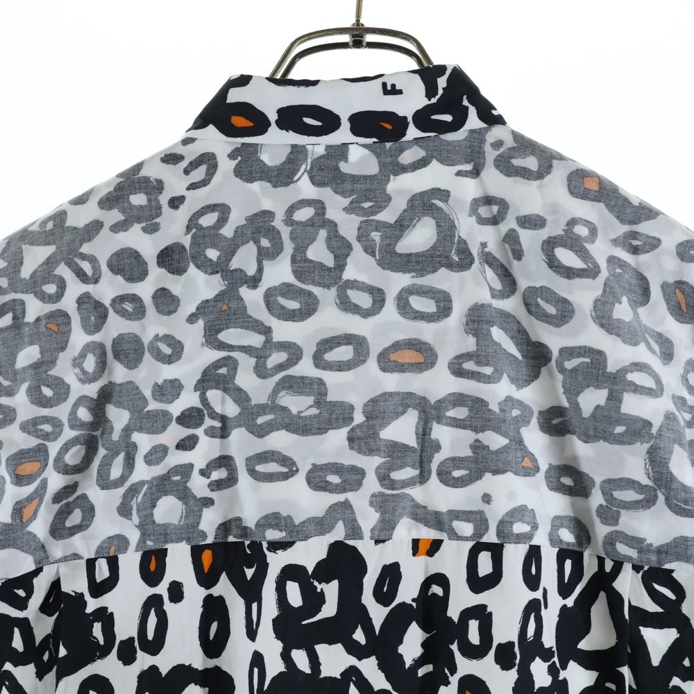 BLACK COMME des GARCONS(ブラックコムデギャルソン) レオパード 総柄 コットン 半袖シャツ ホワイト/ブラック AD2020 1G-B017