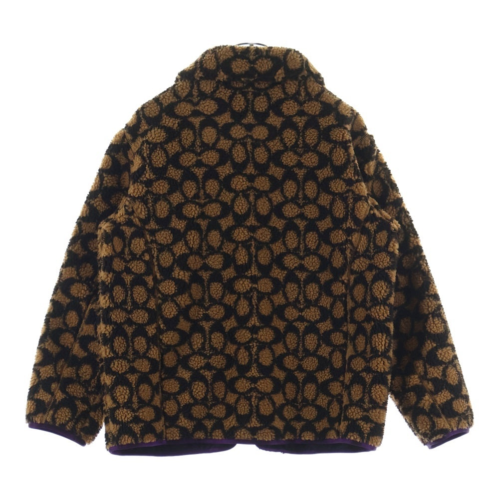 COACH(コーチ) SIGNATURE SHERPA JACKET シグネチャー 総柄 シェルパ ボア フリースジャケット ブラウン/パープル C0633