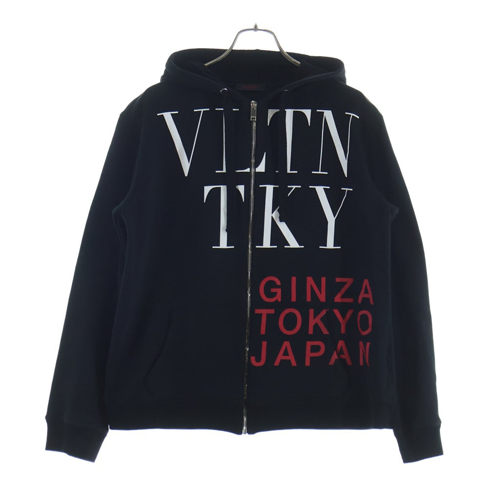 VALENTINO(ヴァレンティノ) 19AW GINZA TOKYO JAPAN 銀座シックス限定 ロゴプリント ジップアップ スウェットパーカー ブラック SV3MF04A5A1