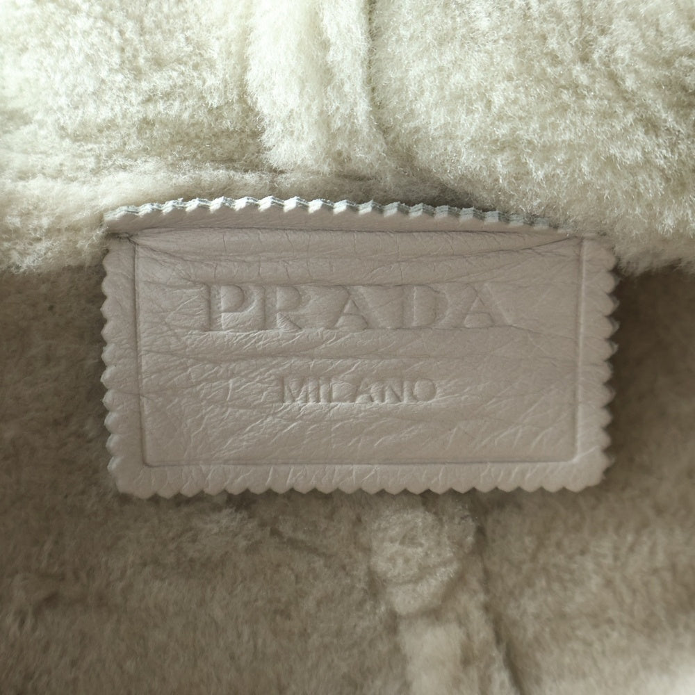 PRADA(プラダ) シープファー ムートン ジップアップ パーカー ジャケット グレー UPW513 S000 15MB