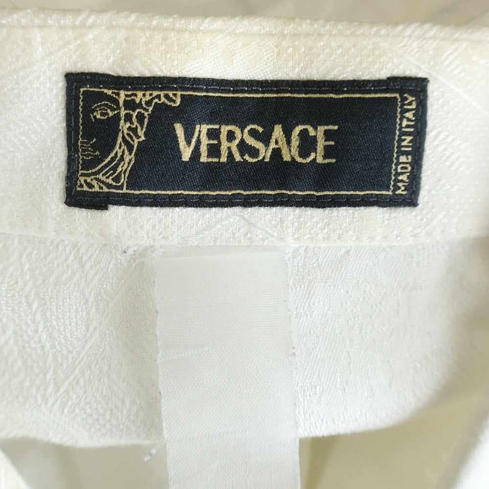 VERSACE(ヴェルサーチ) ウイングカラー シルク 長袖シャツ ホワイト