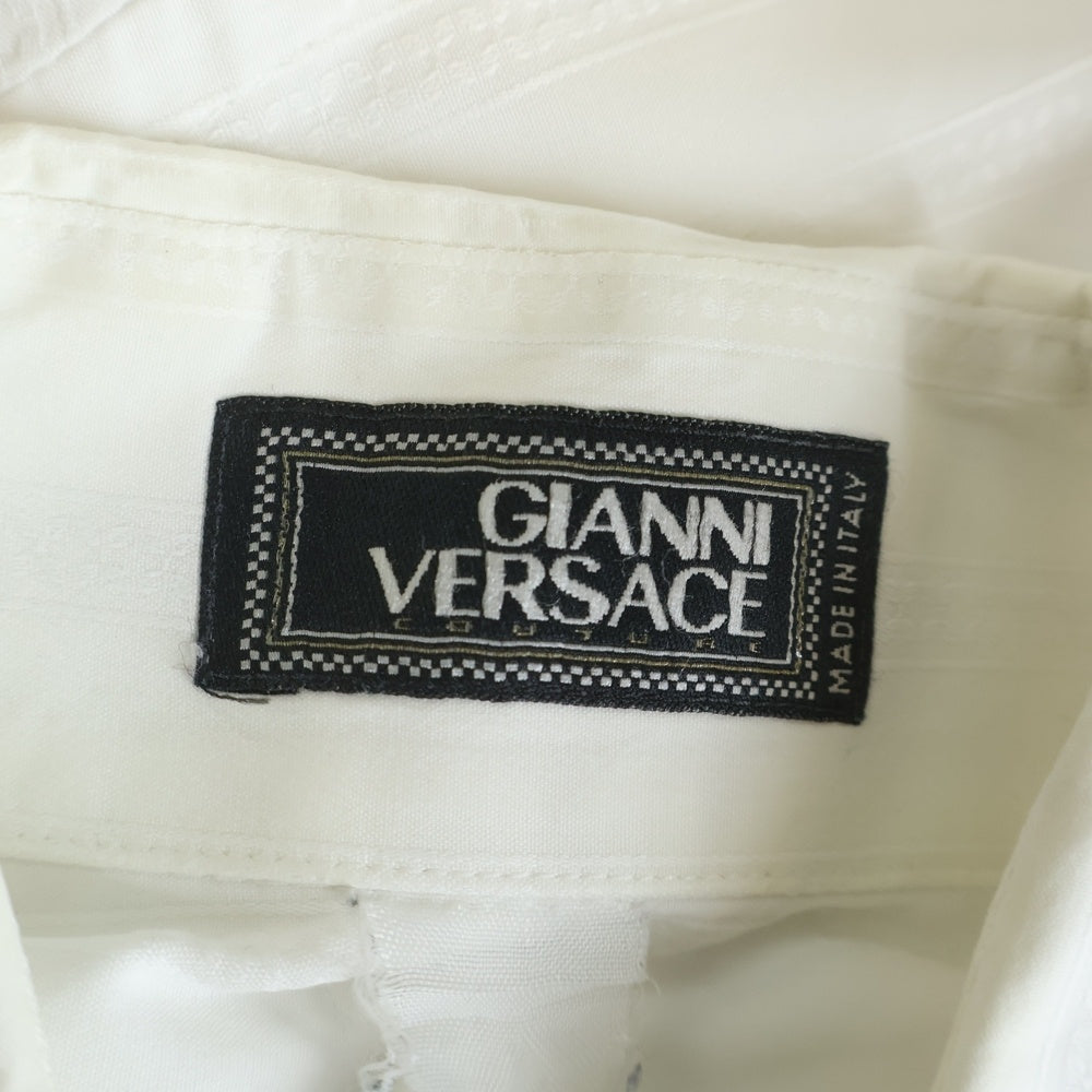 GIANNI VERSACE(ジャンニ ヴェルサーチ) 総柄 隠しボタンダウン 比翼ボタン 長袖シャツ ホワイト