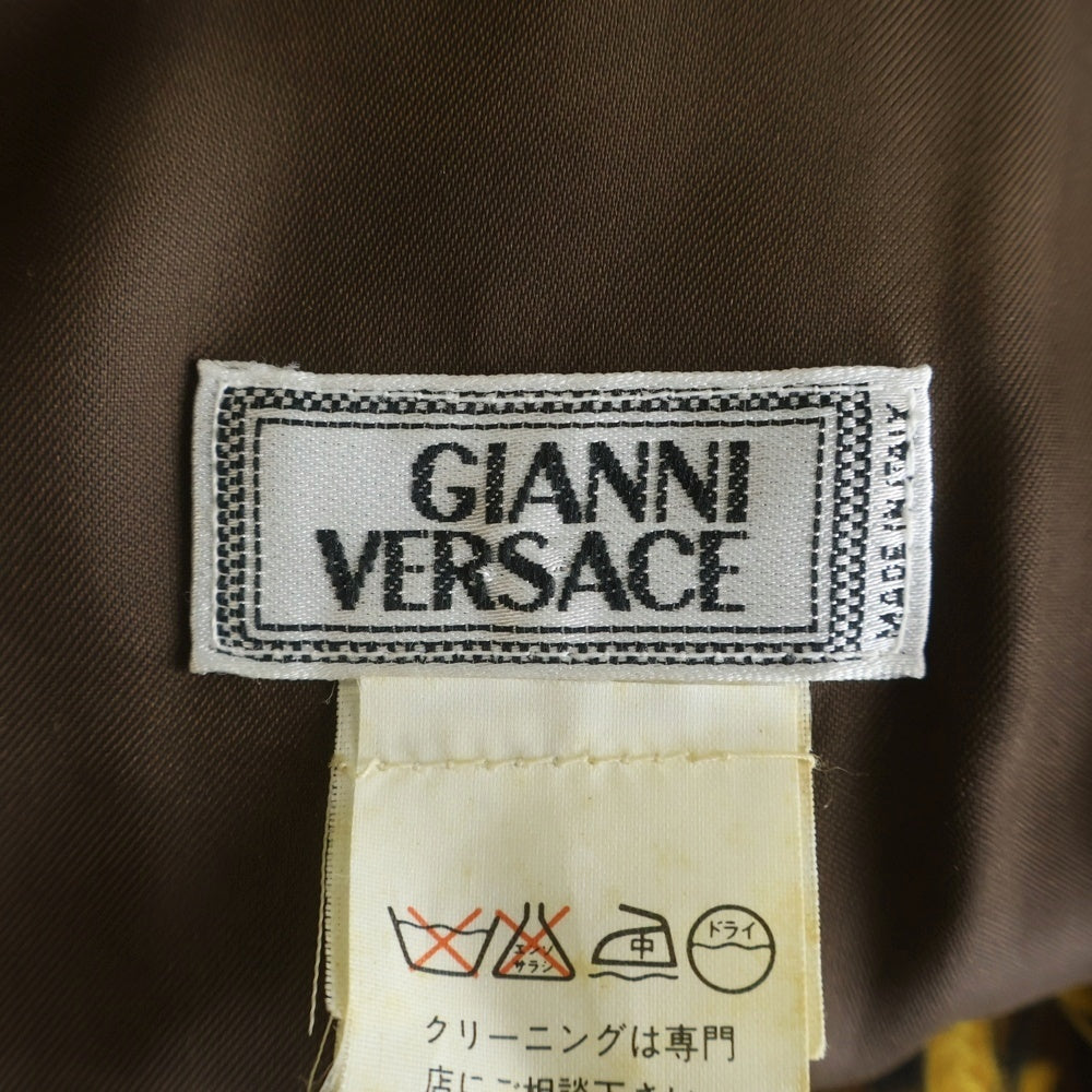 GIANNI VERSACE(ジャンニ ヴェルサーチ) バロック柄 レオパード 総柄 ウール ベスト ブラウン/ゴールド