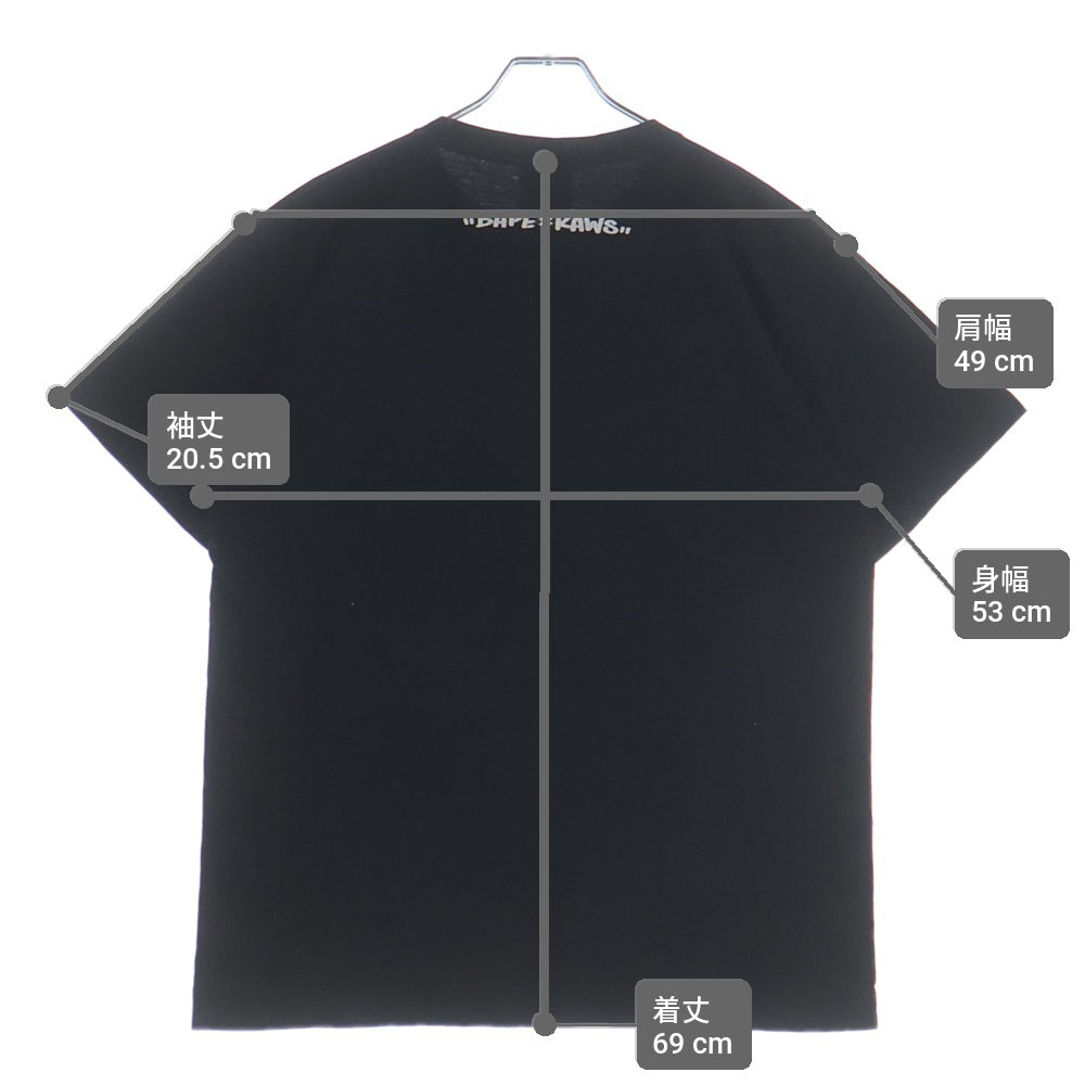 A BATHING APE(アベイシングエイプ) OLD 初期タグ ×KAWS カウズ ロゴプリント 半袖Tシャツ ブラック