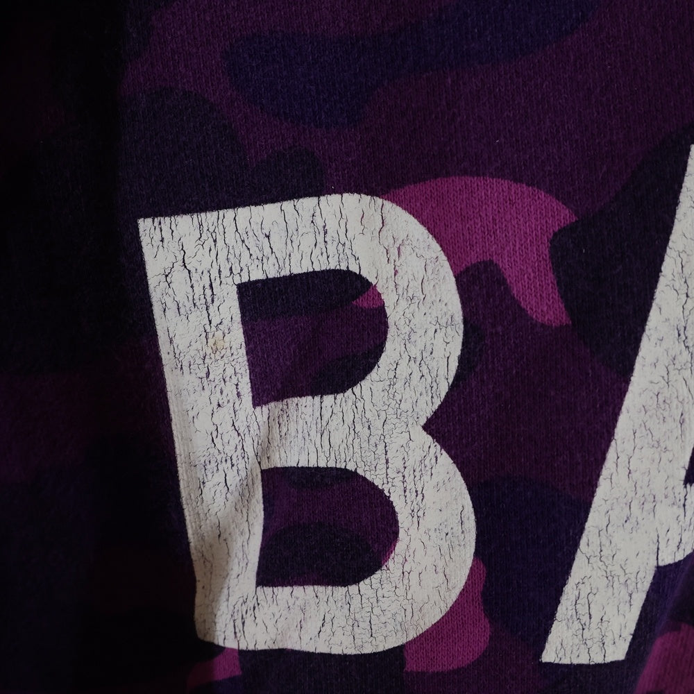 A BATHING APE(アベイシングエイプ) OLD 初期タグ 1st CAMO カモ柄 BAPEロゴ ジップアップスウェットパーカー パープル