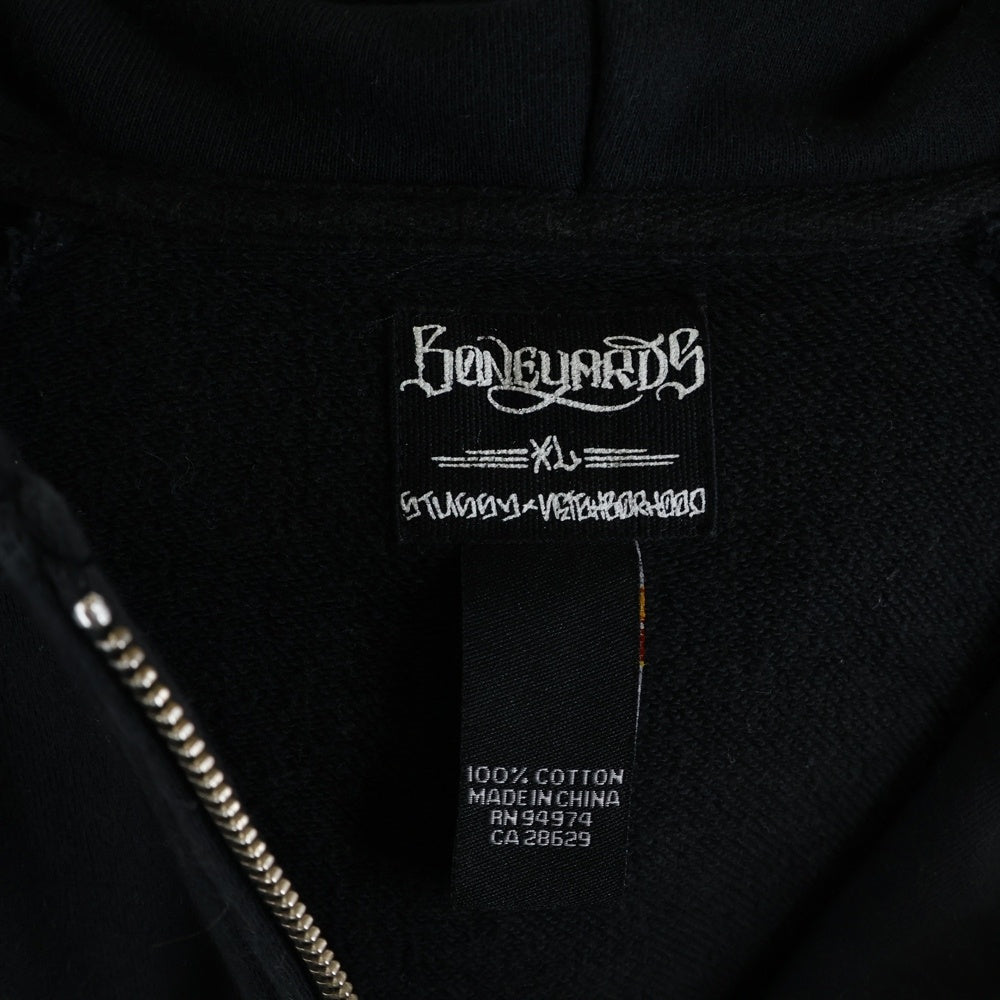 NEIGHBORHOOD(ネイバーフッド) ×STUSSY BONEYARDS ステューシー ボーンヤーズ ジップアップ 袖ロゴスウェットパーカー ブラック
